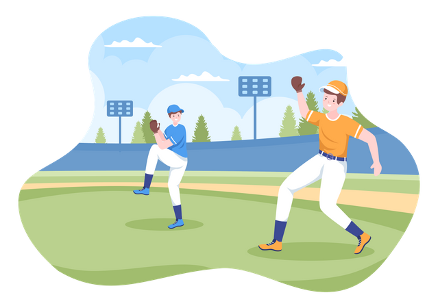 Baseball Player practicing  Illustration