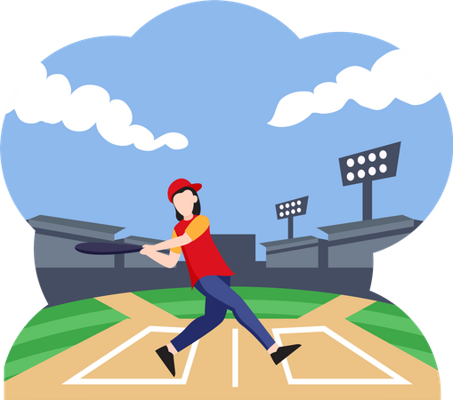 Baseball player Practicing With Bat  Illustration