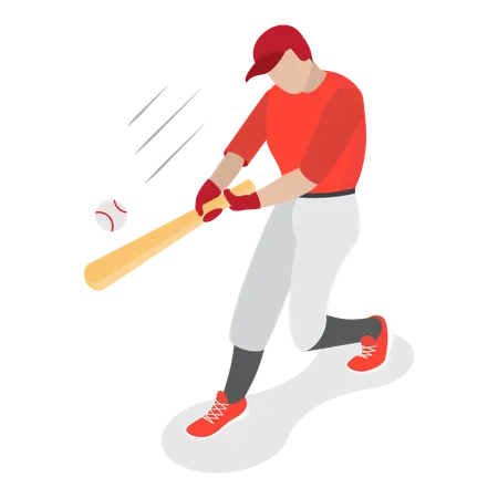 Baseball player practising with bat  Illustration