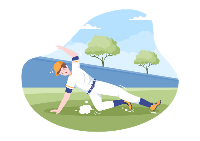 Baseball Player Sliding  Illustration