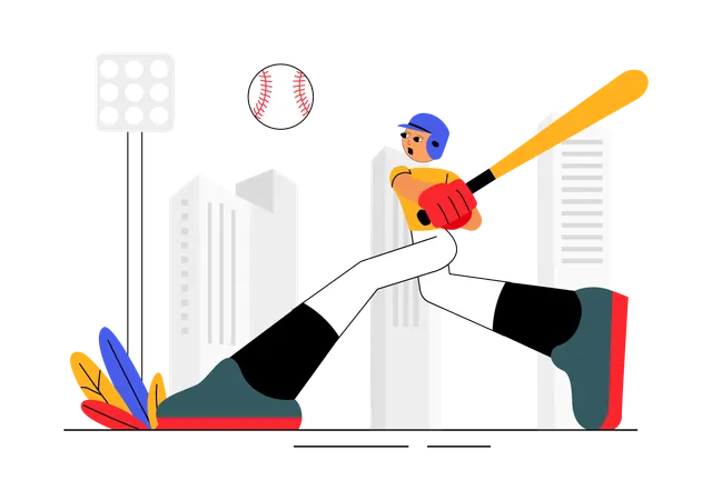 Baseball Player swinging bat  Illustration