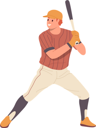 Baseball player wearing uniform holding bat preparing for hitting ball  Illustration