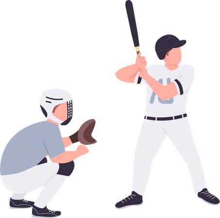 Baseball players playing baseball  Illustration