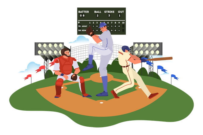 Baseballspiel  Illustration