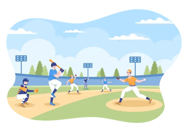 Baseballspiel  Illustration