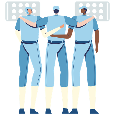 Baseball Team Huddle  Illustration