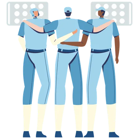 Baseball Team Huddle  Illustration