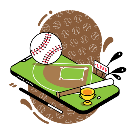 Live-Streaming eines Baseballspiels  Illustration