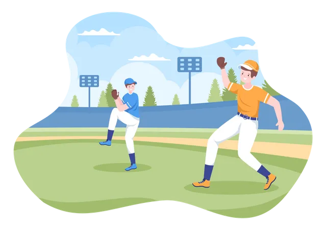 Baseball-Spieler beim Training  Illustration