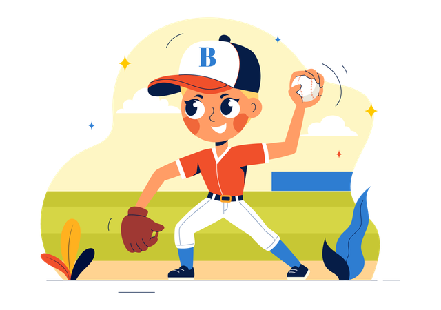 Baseballspieler hält Baseball  Illustration