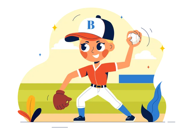 Baseballspieler hält Baseball  Illustration