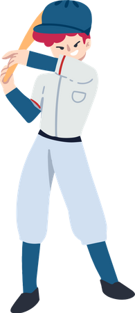 Baseball-Spieler mit Baseballschläger  Illustration