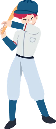 Baseball-Spieler mit Baseballschläger  Illustration