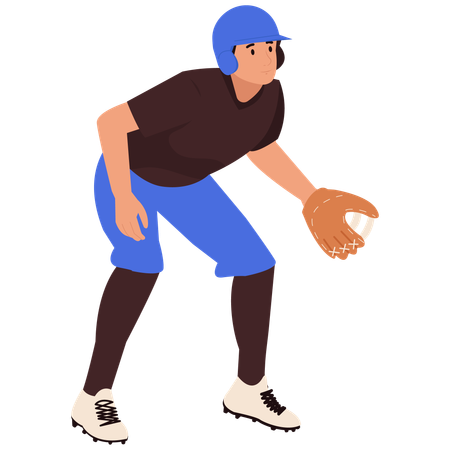 Baseballspieler in Catch-Ready-Haltung  Illustration