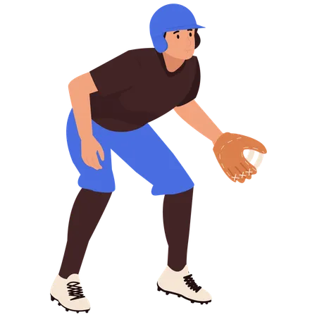Baseballspieler in Catch-Ready-Haltung  Illustration