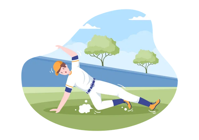 Baseball-Spieler rutscht  Illustration