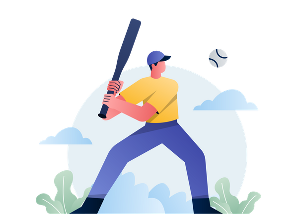 Baseballspieler schlägt Ball  Illustration