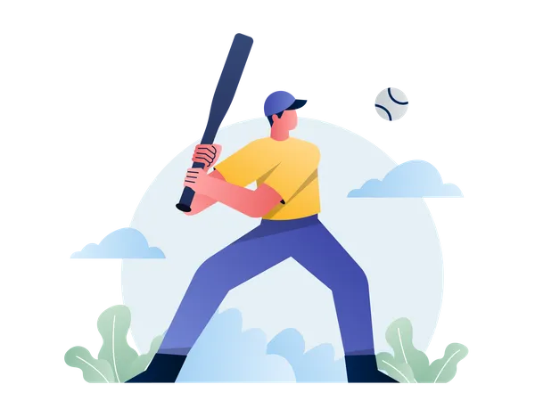 Baseballspieler schlägt Ball  Illustration