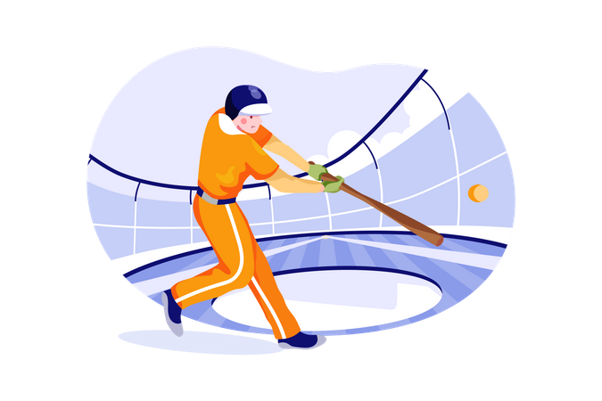 Baseballspieler schlägt Baseball  Illustration