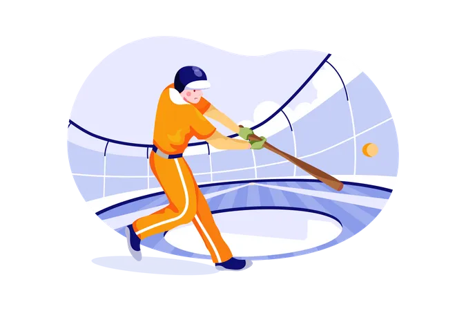 Baseballspieler schlägt Baseball  Illustration