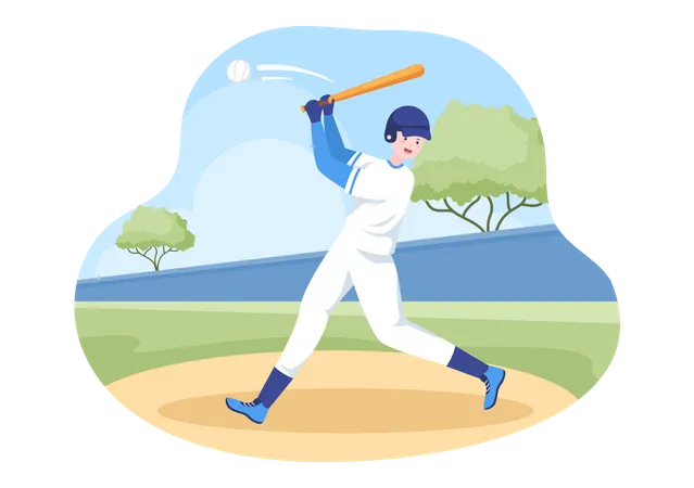 Baseballspieler schlägt einen Ball  Illustration