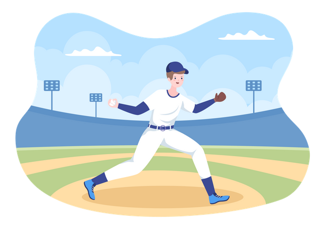 Baseball-Spieler spielen  Illustration