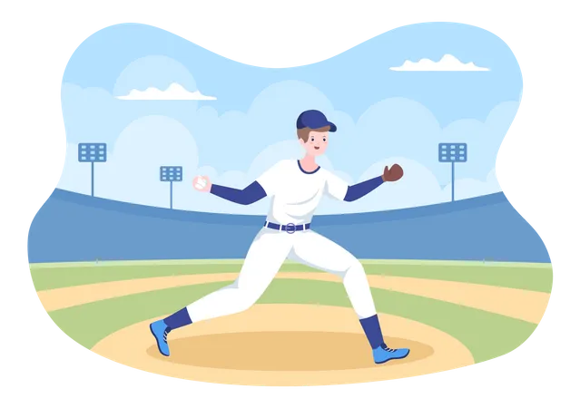 Baseball-Spieler spielen  Illustration