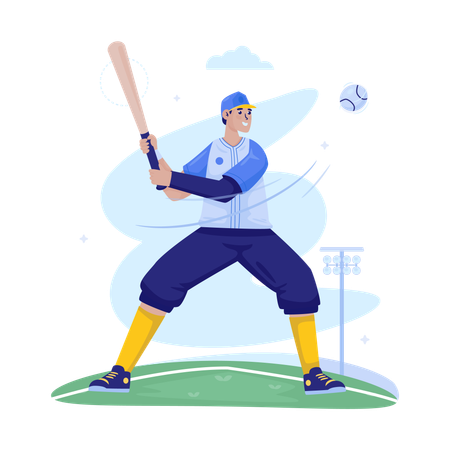 Baseballspieler, der Baseball spielt  Illustration