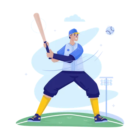 Baseballspieler, der Baseball spielt  Illustration