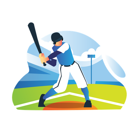 Baseballspieler, der Baseball spielt  Illustration