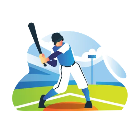 Baseballspieler, der Baseball spielt  Illustration