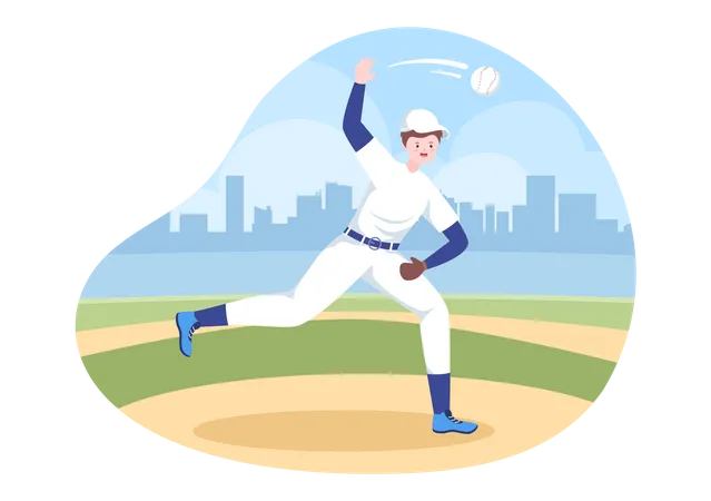 Baseballspieler wirft Ball  Illustration