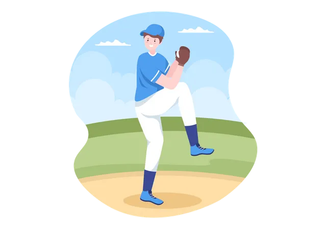 Baseballspieler wirft Ball  Illustration