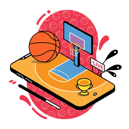 Application De Diffusion En Direct De Basket Ball Illustration