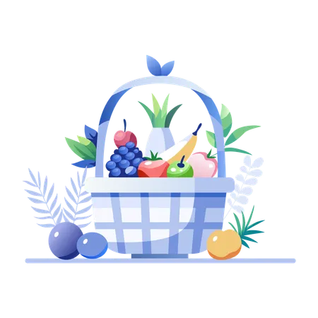 Basket with fruits  Illustration