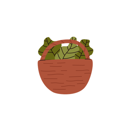 Basket with vegetables and herbs  Illustration