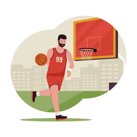 Man Playing Basketball Illustration Concept Illustration For Website Landing Page Mobile App Poster And Banner Trendy Flat Vector Illustration Illustration
