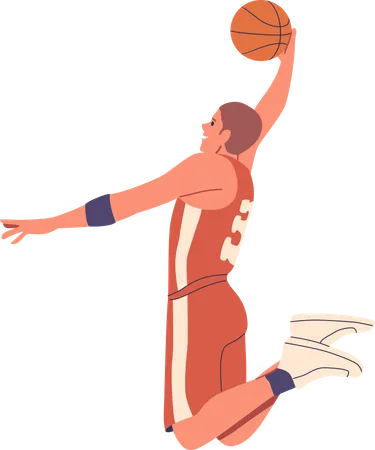 Basketball Player Captured Mid air In A Dynamic Shooting Pose  Illustration