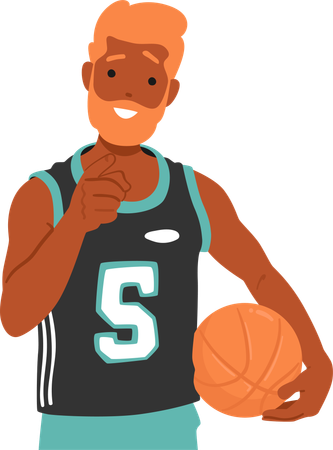 Basketball Player Character with Ball in his Hand  Illustration