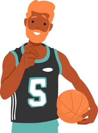 Basketball Player Character with Ball in his Hand  Illustration