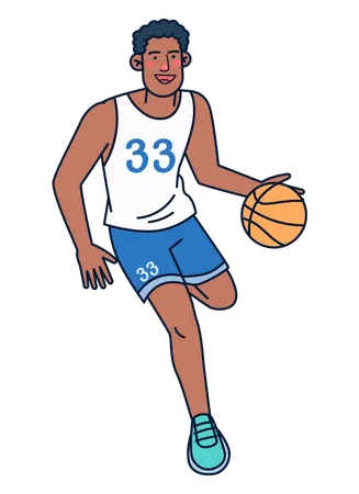 Basketball player dribbling ball  Illustration