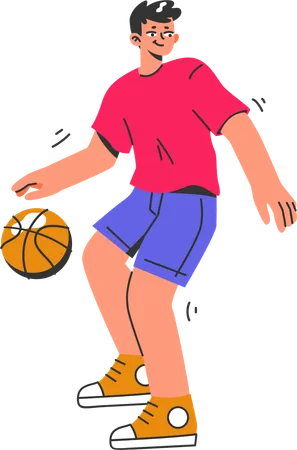 Basketball player dribbling basketball  Illustration