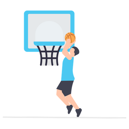 Basketball player dunk ball in basket Illustration