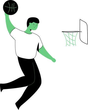 Basketball player hitting goal Illustration