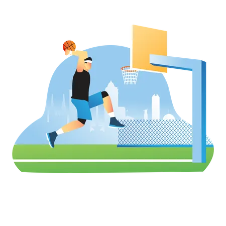 Basketball player hitting goal  Illustration