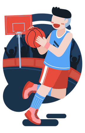 Basketball player holding basketball Illustration