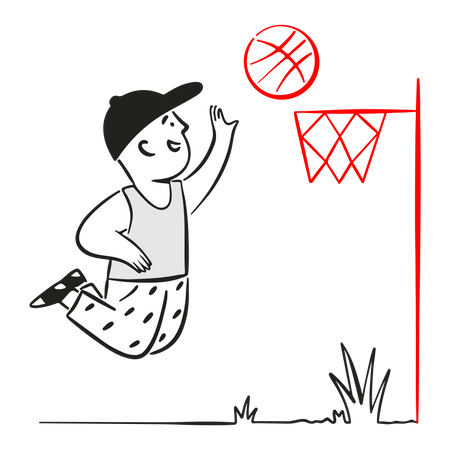 Basketball player jumps with basketball  Illustration