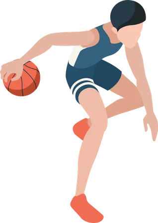 Basketball Players Sport Athletes Playing Active Games Illustration