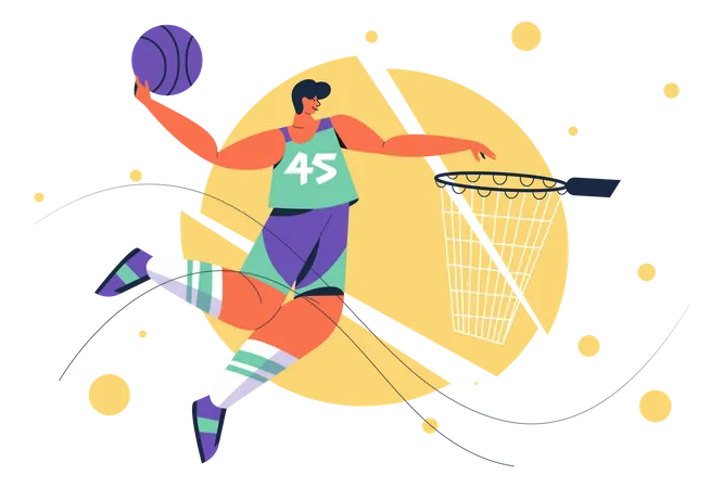 Basketball player scoring goal Illustration