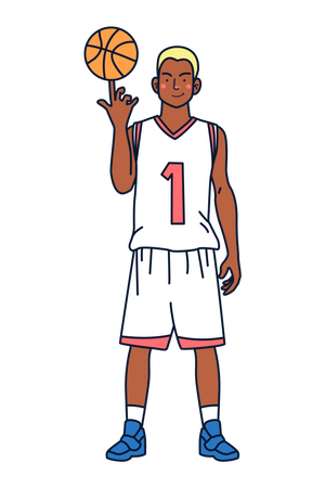 Basketball player spinning ball on finger  Illustration